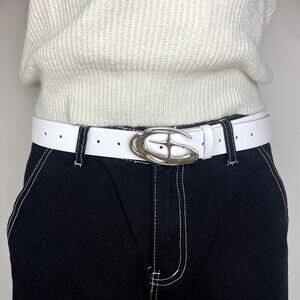 y2k 2000s chrome star futuristic emblem white and silver grunge emo belt